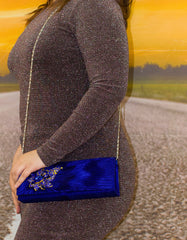 Fino T882 Elegant & Fancy Women’s Satin Clutch Bag with Chain