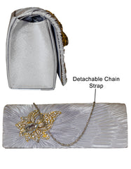 Fino T882 Elegant & Fancy Women’s Satin Clutch Bag with Chain