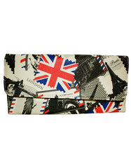 Fino 1655-765 Faux Leather London & Paris Design Long Card Holder Purse