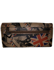 Fino 1655-765 Faux Leather London & Paris Design Long Card Holder Purse