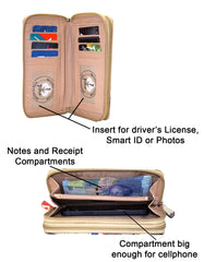 Fino 1655-798 Faux Leather Grab & Go All in 1 Purse with Cellphone Pouch