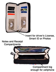 Fino 1655-798 Faux Leather Grab & Go All in 1 Purse with Cellphone Pouch