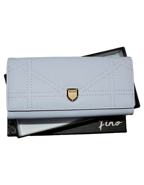 Fino 51125 Tri-Fold Faux Leather Purse with Cell Phone Compartment Holder and Gift Box
