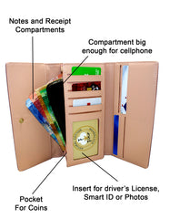 Fino 51144 Tri-Fold Faux Leather Purse with Cell Phone Compartment Holder and Gift Box
