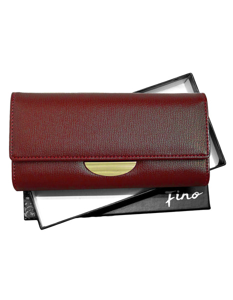 Fino 51334 Elegant Faux Leather Purse with Cell Phone Compartment Holder and Gift Box