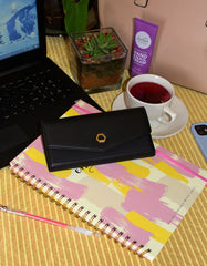 Fino 5618 Elegant Tri-Fold Faux Leather Purse with Cellphone Pouch & Box