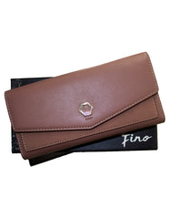 Fino 5618 Elegant Tri-Fold Faux Leather Purse with Cellphone Pouch & Box