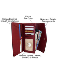 Fino 5618 Elegant Tri-Fold Faux Leather Purse with Cellphone Pouch & Box