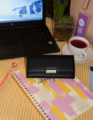 Fino 5696 Flap Over Faux Leather Purse with Cellphone Pouch & Box