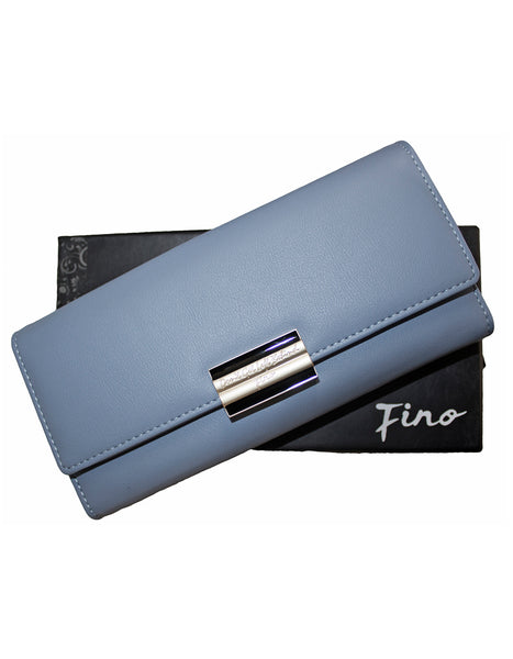 Fino 5696 Flap Over Faux Leather Purse with Cellphone Pouch & Box