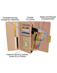 Fino 5696 Flap Over Faux Leather Purse with Cellphone Pouch & Box