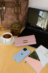 Fino 5696 Flap Over Faux Leather Purse with Cellphone Pouch & Box