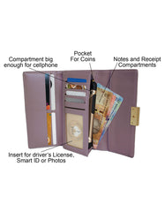 Fino 5696 Flap Over Faux Leather Purse with Cellphone Pouch & Box