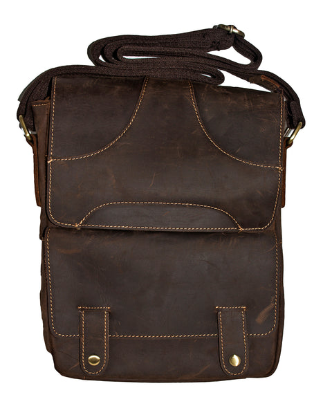 Fino 8080 Full Grain Crazy Horse tab  Genuine Leather Sling Bag - Brown