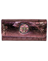 Fino 862-765 Faux Leather Printed Croc Design Long Card Holder Purse