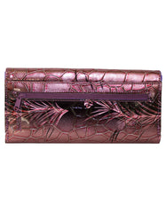 Fino 862-765 Faux Leather Printed Croc Design Long Card Holder Purse