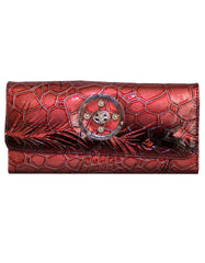 Fino 862-765 Faux Leather Printed Croc Design Long Card Holder Purse