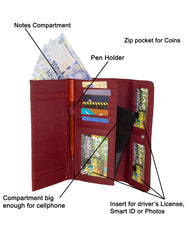 Fino 862-765 Faux Leather Printed Croc Design Long Card Holder Purse