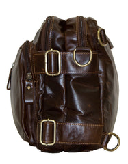 Fino 8676 Full Grain Genuine Leather Messenger Bag - Dark Brown