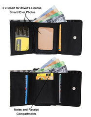 Fino A04-2015 Classic Design Compact Canvas & Faux Leather Purse