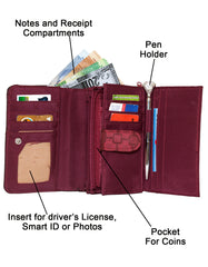 Fino B090-093 Classic Faux Leather Card Holder Organiser Purse with Ostrich Edged Design