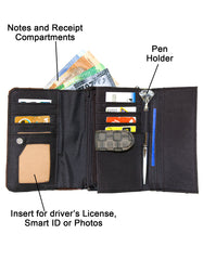 Fino B090-093 Classic Faux Leather Card Holder Organiser Purse with Ostrich Edged Design