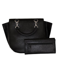 Fino BK-127+1812-765 Faux Leather Trapeze Handbag with Purse Set