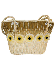 Fino CJ-05747 Straw Beach Bag with Front Flower Detail