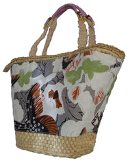 Fino CJK-05053 Butterfly Straw Basket with Beaded Handles
