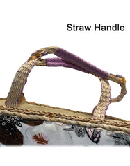 Fino CJK-05053 Butterfly Straw Basket with Beaded Handles