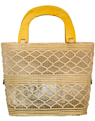 Fino CJK-05074 Straw Beach Bag with Wooden Handles