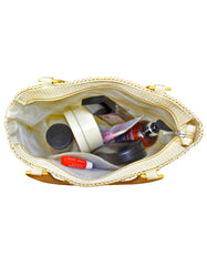 Fino CJK-05074 Straw Beach Bag with Wooden Handles
