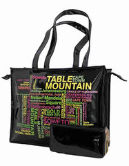 Fino DT6+8146-798 Faux Patent Leather Souvenir Tote Handbag & Purse Set - Black