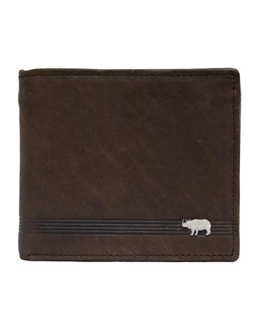 Fino DWS-820S Genuine Leather Bi-fold Wallet with Box - Dark Brown