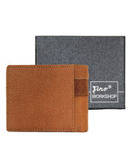 Fino DWS-87021 Genuine Leather Wallet with SD Card Holder & Box - Brown
