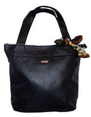 Fino G-8210 Classy Faux Leather Handbag with Scarf Trim