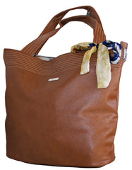 Fino G-8210 Classy Faux Leather Handbag with Scarf Trim