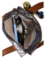 Fino G-8210 Classy Faux Leather Handbag with Scarf Trim
