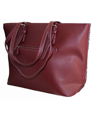 Fino G-8211-2 Faux Leather Check Print Tote Handbag