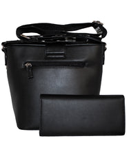 Fino G-9106+5618 Faux Leather Shoulder Bag & Purse Set - Black