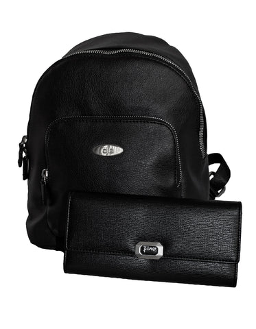 Fino G-9116+51333 Faux Leather Backpack with Purse - Black