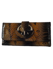 Fino G195-765 Faux Leather Swirl Design Long Card Holder Purse