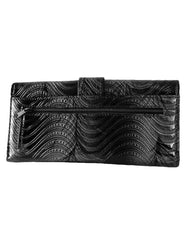 Fino G195-765 Faux Leather Swirl Design Long Card Holder Purse