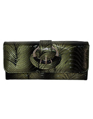 Fino G195-765 Faux Leather Swirl Design Long Card Holder Purse