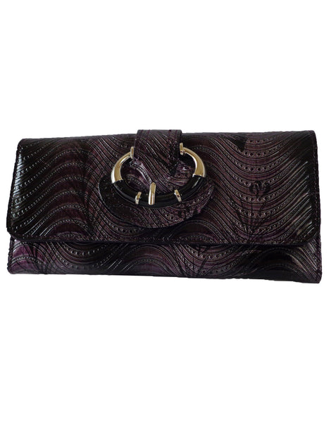 Fino G195-765 Faux Leather Swirl Design Long Card Holder Purse
