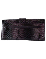 Fino G195-765 Faux Leather Swirl Design Long Card Holder Purse