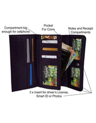 Fino G195-765 Faux Leather Swirl Design Long Card Holder Purse