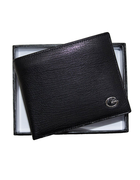 GIO 1622 Full Grain Genuine Leather Bifold Wallet – Black
