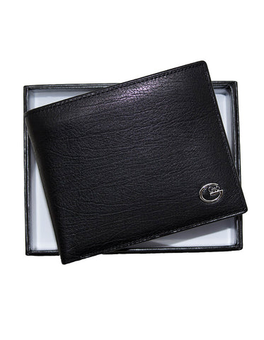 GIO 1622 Full Grain Genuine Leather Bifold Wallet – Black