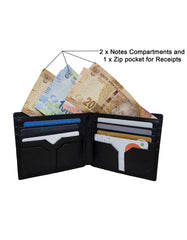GIO 1622 Full Grain Genuine Leather Bifold Wallet – Black